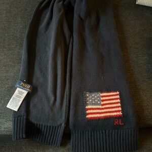 Polo Ralph Lauren Navy Scarf with American Flag